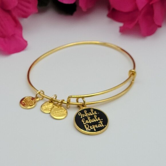 Alex and Ani Jewelry - ALEX AND ANI Inhale Exhale Repeat Charm Bracelet Gold Vermeil Expandable 7"